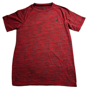 Diadora Youth XL Boy Red Grey Activewear Top Short Sleeve Athletic Tee T-Shirt